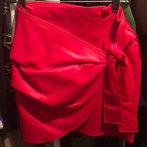 Red leather skirt
